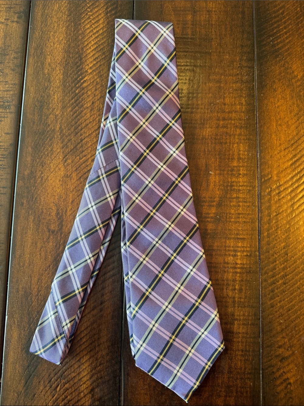 Lauren Ralph Lauren 100% Silk Purple Plaid Tartan Mens Necktie Classic RLL